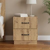 mesita de noche - mueble para dormitorio - madera de ingenieria - roble artesanal 43x345x445cm