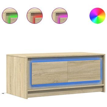 Mesa De Café - Mesa De Centro Con Luces Led Madera De Ingeniería Roble Sonoma