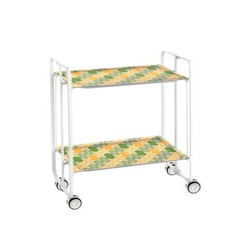 Carrito Auxiliar Plegable Bauhaus Con Ruedas - Armazón Metálico Blanco, 2 Niveles Y 4 Posiciones Ajustables,,90