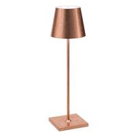 lampara de mesa led poldina pro foglia copper recargable y regulable con bateria de hasta 12 horas