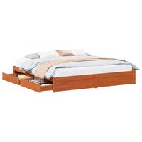 estructura de cama con cajon con rueda marron cera 180 x 200 cm vidaxl