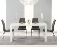 atlanta 160cm white high gloss dining table with cavello chairs