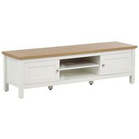 mueble moderno para televisor con estantes mobiliario de sala de estar 140 cm blanco y marron claro atoca