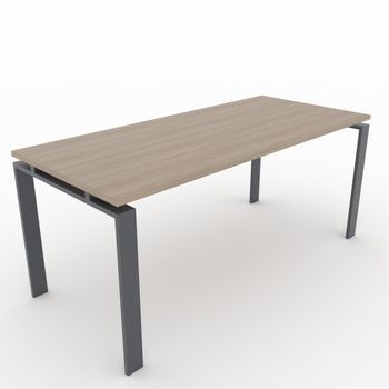 Mesa/escritorio Para Teletrabajo, Oficina Y Hogar. Estructura Marco Abierto Color Gris Grafito. Tablero Color Olmo. Fabricado En España. (140 X 80 Cm)