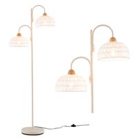 costway lampara de pie con 2 luces lampara de arbol giratoria 350 con interruptor de pie pantallas tejidas y 2 bases para bombillas para dormitorio
