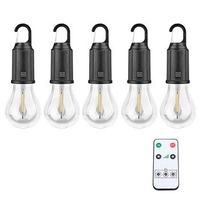 set de 5 bombillas led con gancho para colgar bateria recargable control remoto con temporizador e intensidad 6x6x175 cm color negro