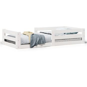 Cama Individual | Cama De Adulto | Cama Sin Colchón Madera Maciza De Pino Blanca 70x140 Cm