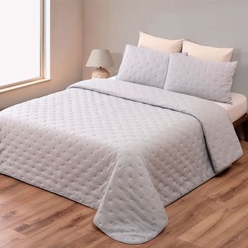 Colcha Bordado Estela + Funda De Cojín 105 Cm Rufino Diaz, Gris