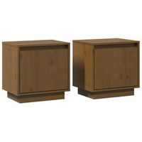juego de 2 mesitas de noche - mesillas madera de pino marron miel 40x30x40 cm mc5692