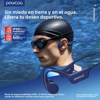 Auriculares de Conducción Ósea POLVCDG IPX8 32GB Bluetooth 5.3 Inalámbricos con Micrófono, Resistentes al Agua, para Natación, Novedad 2024