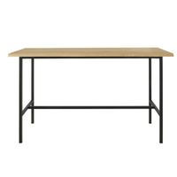 mesa alta de roble macizo y acero negro de 175 cm