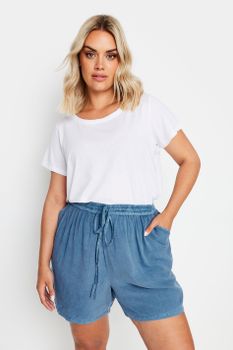 Yours Pantalones Cortos Azules De Cambray, Mujer Curvy Y Tallas Grandes, Yours