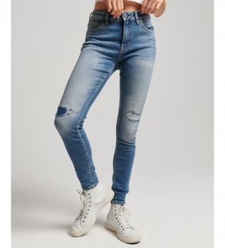 Superdry para mujer. W7010798A Vaqueros ajustados de talle medio de algodón orgánico Vintage azul (26/30), Casual, Denim, Sostenible