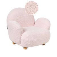 sillon infantil silla tapizada de boucle para ninos patas de madera rosa pastel hem
