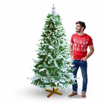 Donder - Árbol De Navidad Nevado Con Efecto Realista De Pe Y Pvc Ø99x210h, 658 Ramas