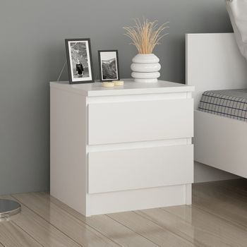 Mesa De Noche Fuglebjerg Aglomerado 42 X 40 X 37 Cm Blanco [en.casa]