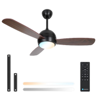 aigostar ventilador de techo con luz led lampara ventilador techo ultra silencioso con mando a distancia 30w motor dc reversible cct 2700k-6500k regulable 6 velocidades o1066cm