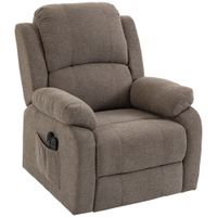 homcom sillon elevador electrico reclinable con masaje y calefaccion en lino marron claro