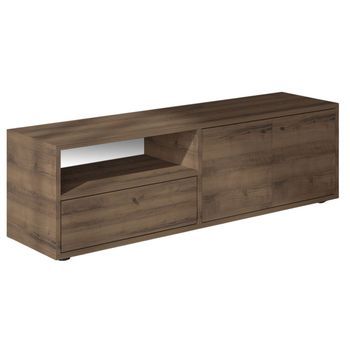 Mueble Tv Con Armarios Y Nicho Con Aspecto De Madera De Nogal 136 Cm Oaki