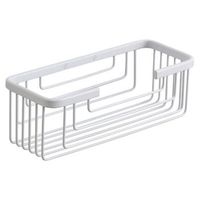 portaobjetos rectangular de ducha rectangular de alambre de acero inoxidable blanco