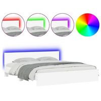 estructura de cama con cabecero y luces led blanca 200x200 cm vidaxl