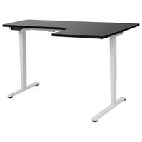 escritorio esquinero regulable electrico forma de l 160 x 59 cm derecho tablero negro base blanca destines