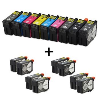 Compatible Multipack Epson T1571/9 Full Set + 8 EXTRA Black Ink Cartridges (17 Pack)