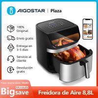 freidora de aire de 88 l pantalla led tactil 13 funciones doble calentamiento ventana visual acero inox interior 2200 w