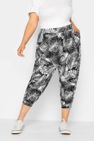 yours pantalon capri negro de hojas  mujer curvy y tallas grandes yours