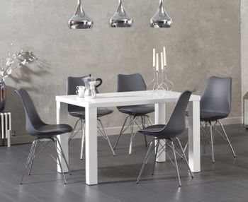Atlanta 120cm White High Gloss Dining Table with Celine Chrome Leg Chairs