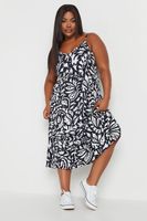 yours vestido de tirantes negro estampado mujer curvy y tallas grandes yours