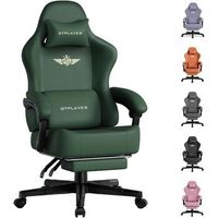 gtplayer silla de juegos con apoyo para pies para adultos cuero verde