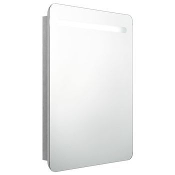 Mueble De Baño | Armario De Baño Con Espejo Y Led Gris Hormigón 60x11x80 Cm