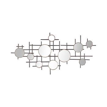Espejo De Pared Negro Decoración Metal Dorado 10 Piezas 113 X 55 Cm Pieza De Acento Moderno Contemporáneo Diseño Glamour Ibos