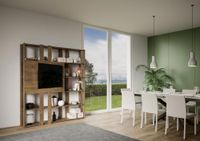 estanteria con soporte tv efecto madera nogal