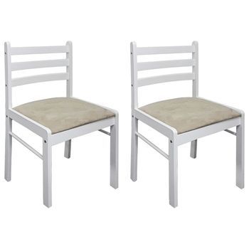 Pack 2 Uds Sillas De Comedor | Silla De Cocina | Mueble De Comedor Madera Maciza Caucho Terciopelo Blanco