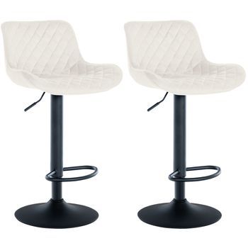 Clp Set De 2 Taburetes De Bar Minosa Terciopelo Crema 54x48x81 Cm