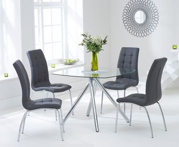 Elva 100cm Glass Dining Table with Calgary Chairs