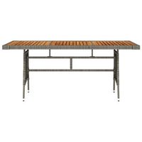 mesa de jardin  mesa de exterior ratan pe y acacia maciza gris 160x70x72 cm