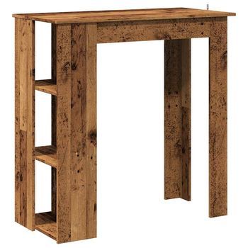 Mesa Bar Y Estante Madera Ingeniería Envejecida 102x50x103,5cm Vidaxl