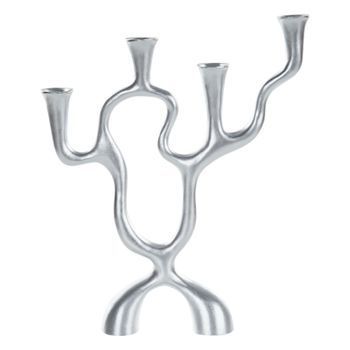 Candelero Para 4 Velas Decoración Minimalista Candelabro Plateado Famoes