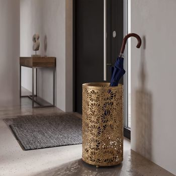 Paragüero con tallado de flores en metal dorado ø cm 24x42