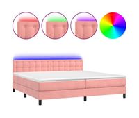 cama box spring colchon y led terciopelo rosa 200x200 cm botones