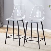 set de 2 taburetes de bar - mueble de bar - plastico y metal - negro 51x45x102cm