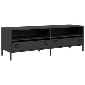 Mueble Para Tv Acero Laminado En Frío Negro 135x39x43,5 Cm