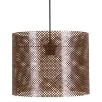 lampara de suspension  cilindro metal negro pantalla cilindro marron