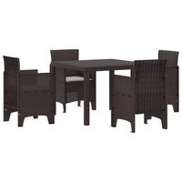 conjunto de comedor de jardin 5 uds marron polipropileno vidaxl
