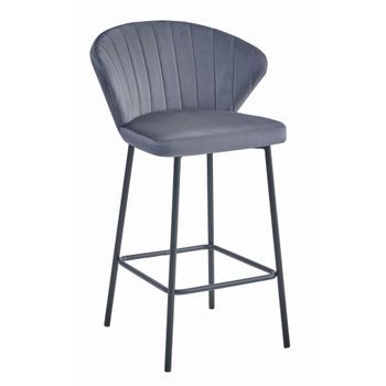 Taburete De Bar Terciopelo Valora Gatta Asiento De Terciopelo Gris Oscuro
