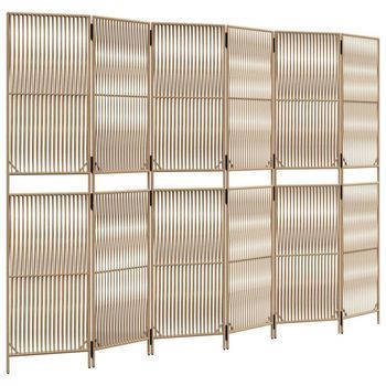 Biombo De 6 Paneles Ratán Sintético Beige Vidaxl