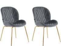juego de 2 sillas de comedor tapizadas en terciopelo gris